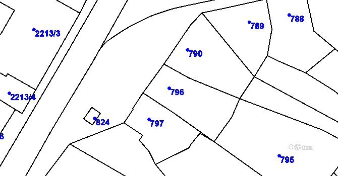Parcela st. 796 v KÚ Dubňany, Katastrální mapa