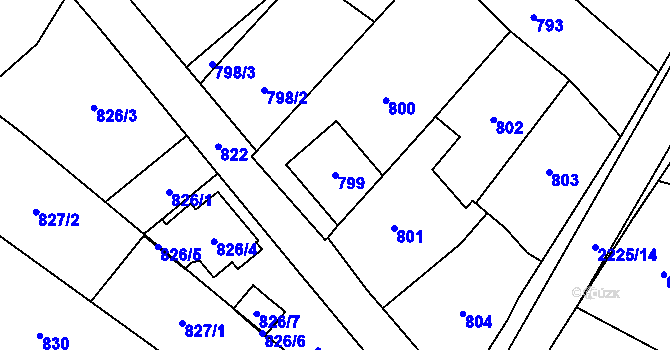Parcela st. 799 v KÚ Dubňany, Katastrální mapa