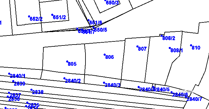 Parcela st. 806 v KÚ Dubňany, Katastrální mapa