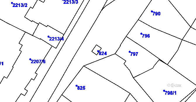 Parcela st. 824 v KÚ Dubňany, Katastrální mapa