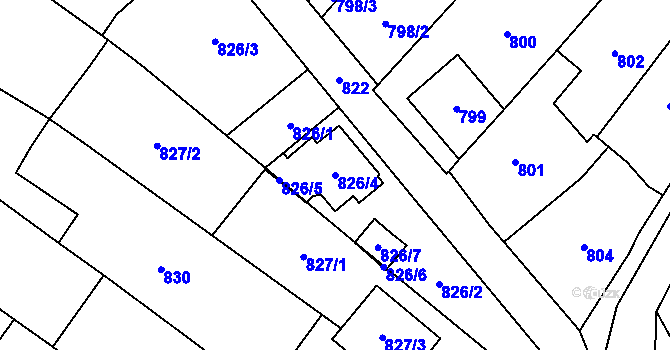 Parcela st. 826/4 v KÚ Dubňany, Katastrální mapa