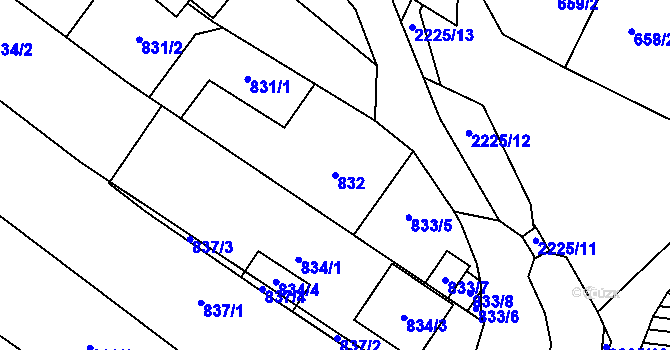 Parcela st. 832 v KÚ Dubňany, Katastrální mapa