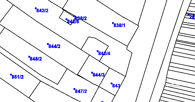 Parcela st. 842/4 v KÚ Dubňany, Katastrální mapa