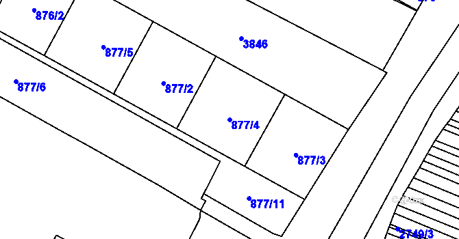 Parcela st. 877/4 v KÚ Dubňany, Katastrální mapa