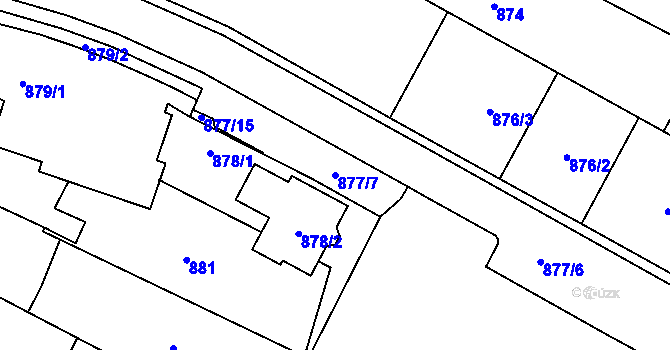 Parcela st. 877/7 v KÚ Dubňany, Katastrální mapa