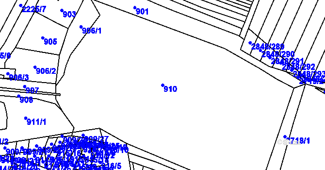 Parcela st. 910 v KÚ Dubňany, Katastrální mapa