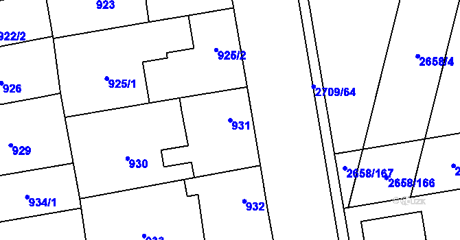 Parcela st. 931 v KÚ Dubňany, Katastrální mapa