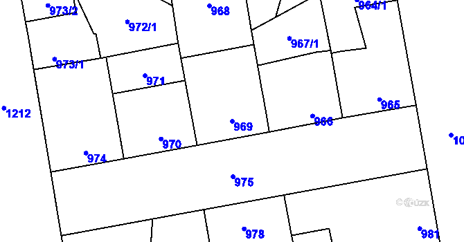 Parcela st. 969 v KÚ Dubňany, Katastrální mapa