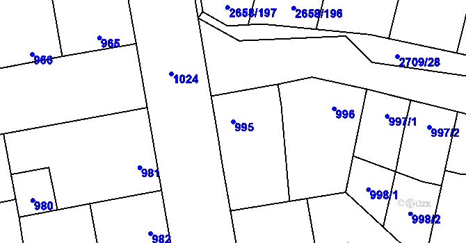 Parcela st. 995 v KÚ Dubňany, Katastrální mapa