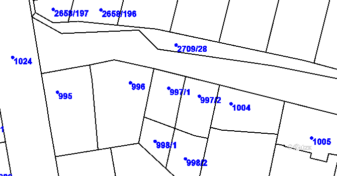 Parcela st. 997/1 v KÚ Dubňany, Katastrální mapa