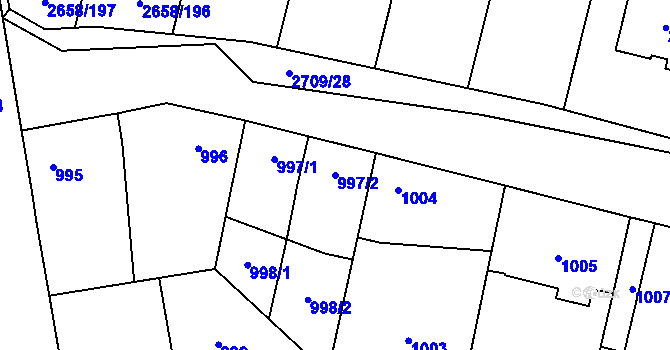 Parcela st. 997/2 v KÚ Dubňany, Katastrální mapa