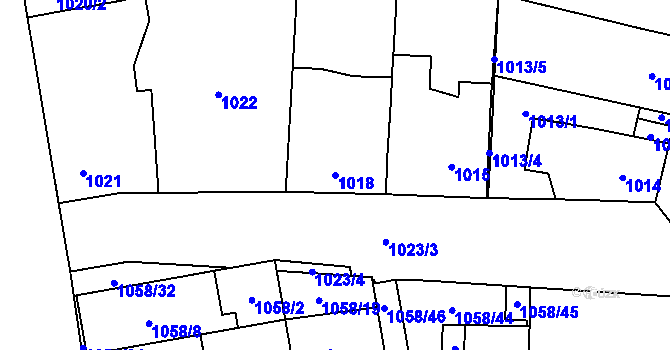 Parcela st. 1018 v KÚ Dubňany, Katastrální mapa