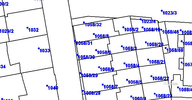 Parcela st. 1058/6 v KÚ Dubňany, Katastrální mapa