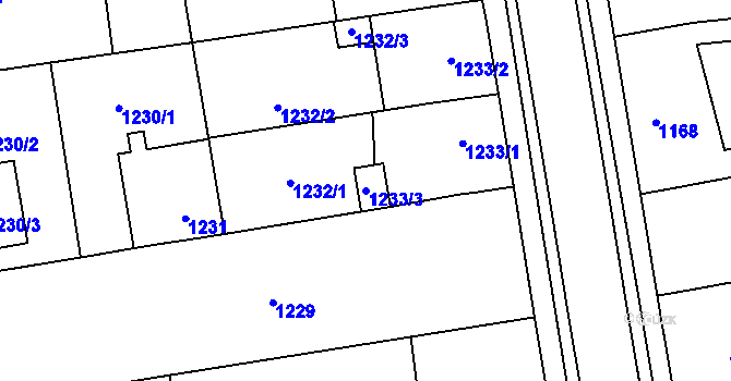 Parcela st. 1233/3 v KÚ Dubňany, Katastrální mapa