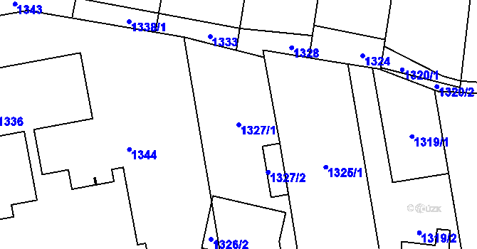 Parcela st. 1327/1 v KÚ Dubňany, Katastrální mapa