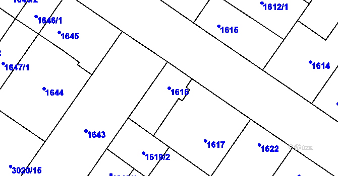 Parcela st. 1616 v KÚ Dubňany, Katastrální mapa