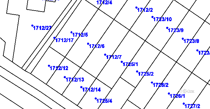 Parcela st. 1712/7 v KÚ Dubňany, Katastrální mapa