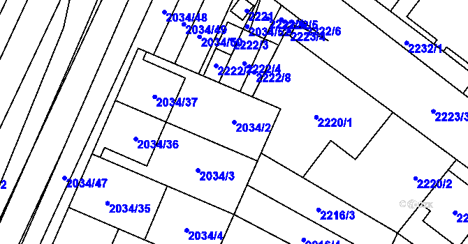 Parcela st. 2034/2 v KÚ Dubňany, Katastrální mapa