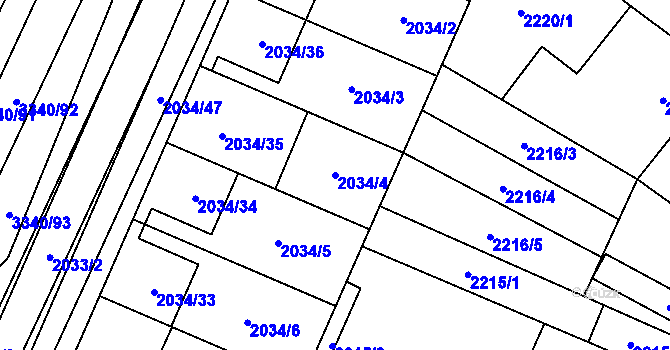 Parcela st. 2034/4 v KÚ Dubňany, Katastrální mapa