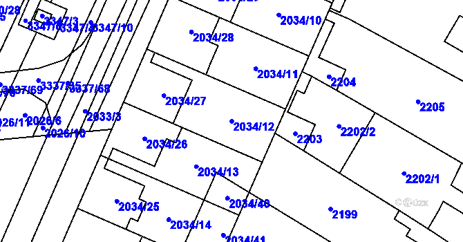 Parcela st. 2034/12 v KÚ Dubňany, Katastrální mapa