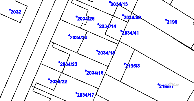 Parcela st. 2034/15 v KÚ Dubňany, Katastrální mapa