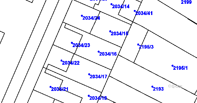 Parcela st. 2034/16 v KÚ Dubňany, Katastrální mapa