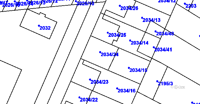 Parcela st. 2034/24 v KÚ Dubňany, Katastrální mapa