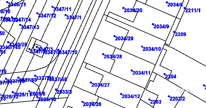 Parcela st. 2034/28 v KÚ Dubňany, Katastrální mapa