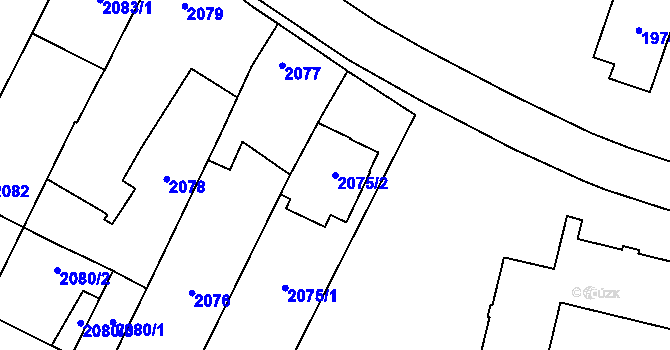 Parcela st. 2075/2 v KÚ Dubňany, Katastrální mapa