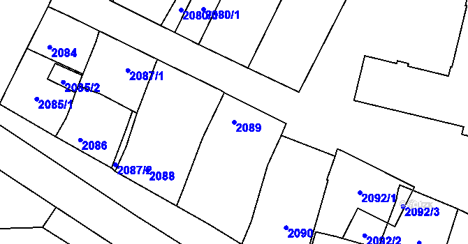 Parcela st. 2089 v KÚ Dubňany, Katastrální mapa