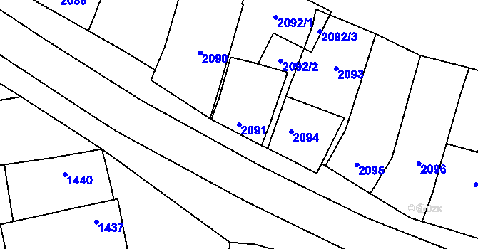 Parcela st. 2091 v KÚ Dubňany, Katastrální mapa