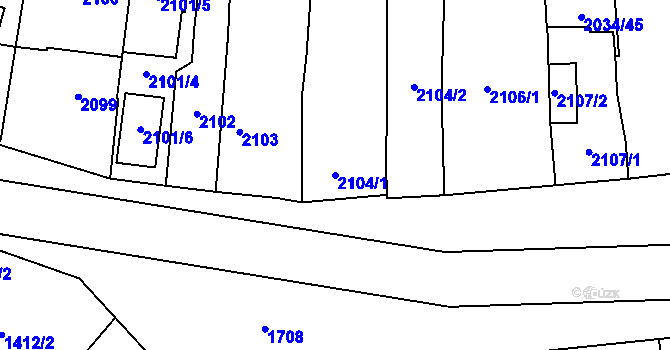 Parcela st. 2104/1 v KÚ Dubňany, Katastrální mapa