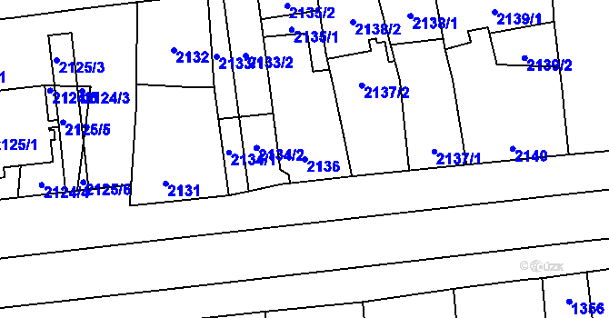 Parcela st. 2136 v KÚ Dubňany, Katastrální mapa