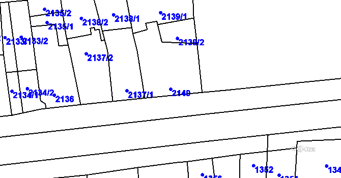 Parcela st. 2140 v KÚ Dubňany, Katastrální mapa