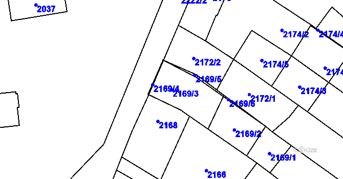 Parcela st. 2169/3 v KÚ Dubňany, Katastrální mapa