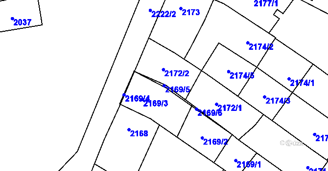 Parcela st. 2169/5 v KÚ Dubňany, Katastrální mapa