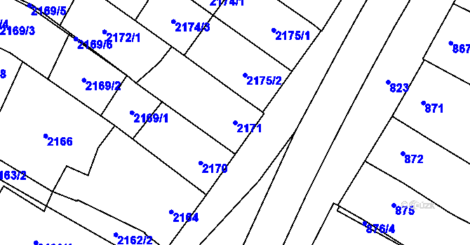 Parcela st. 2171 v KÚ Dubňany, Katastrální mapa