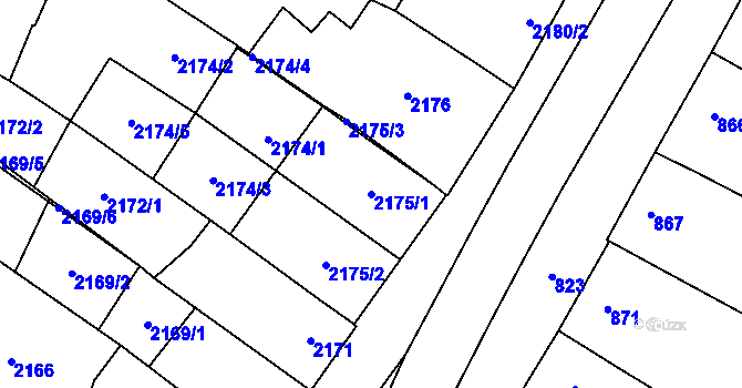Parcela st. 2175/1 v KÚ Dubňany, Katastrální mapa