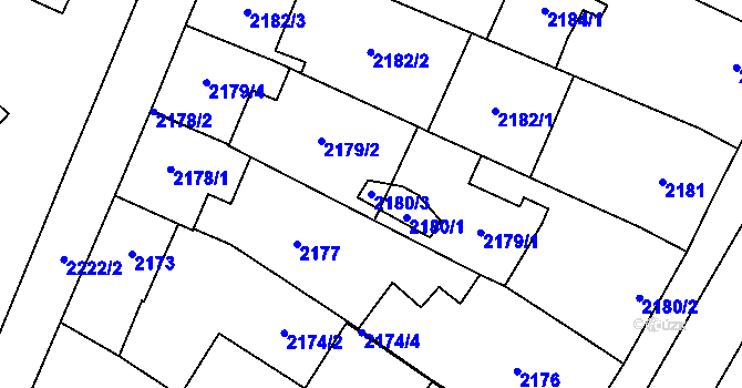 Parcela st. 2180/3 v KÚ Dubňany, Katastrální mapa