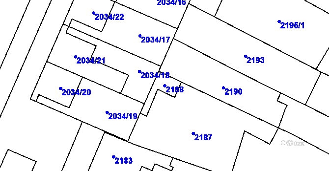 Parcela st. 2188 v KÚ Dubňany, Katastrální mapa