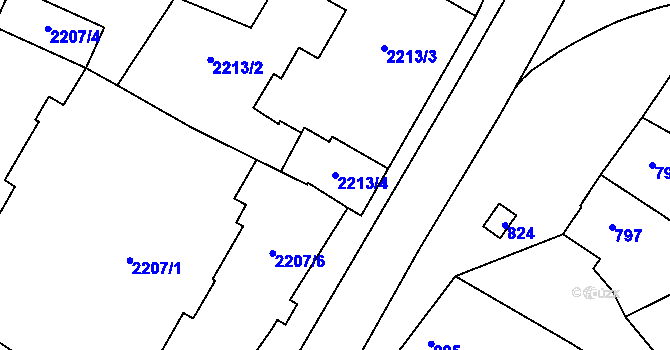 Parcela st. 2213/4 v KÚ Dubňany, Katastrální mapa
