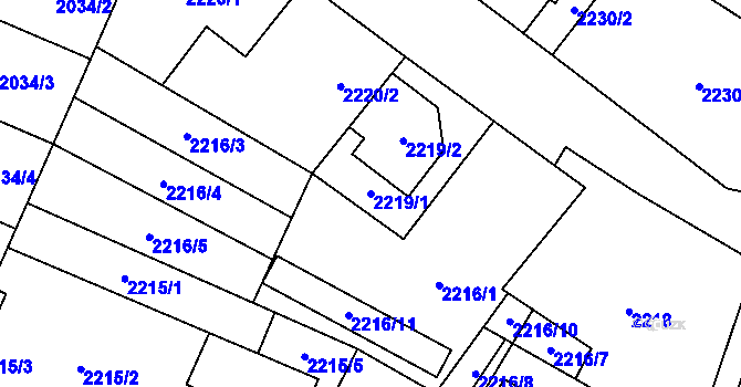 Parcela st. 2219/1 v KÚ Dubňany, Katastrální mapa