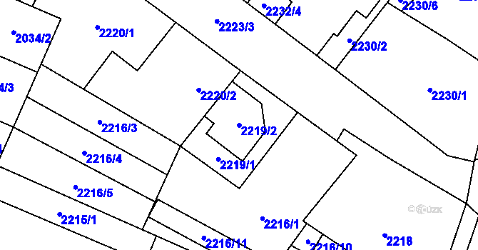 Parcela st. 2219/2 v KÚ Dubňany, Katastrální mapa