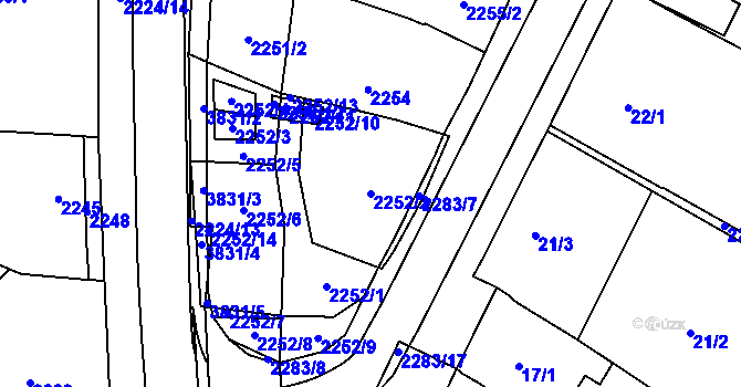 Parcela st. 2252/2 v KÚ Dubňany, Katastrální mapa