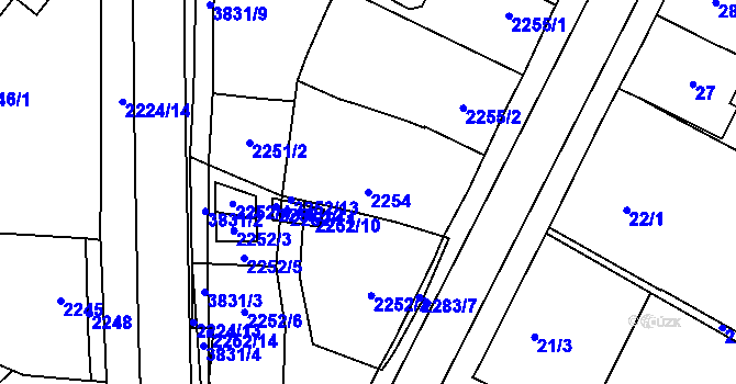 Parcela st. 2254 v KÚ Dubňany, Katastrální mapa