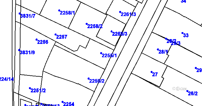 Parcela st. 2255/1 v KÚ Dubňany, Katastrální mapa