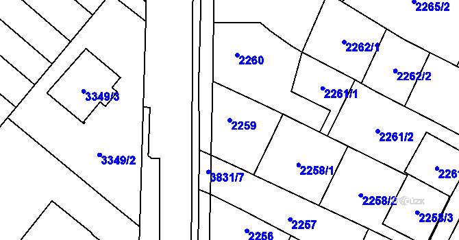 Parcela st. 2259 v KÚ Dubňany, Katastrální mapa