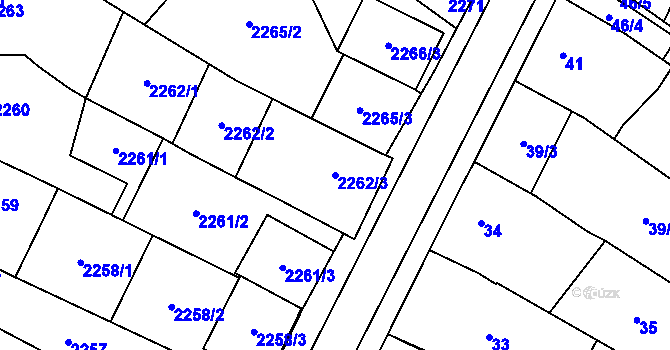 Parcela st. 2262/3 v KÚ Dubňany, Katastrální mapa