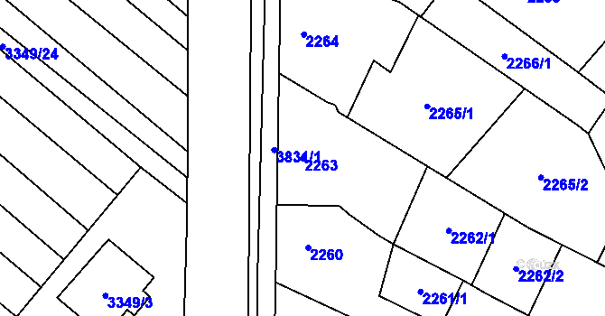 Parcela st. 2263 v KÚ Dubňany, Katastrální mapa