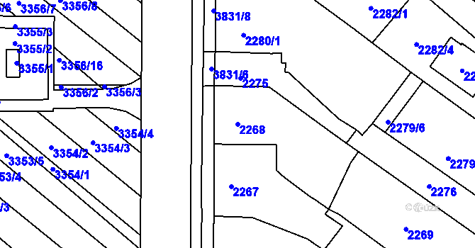 Parcela st. 2268 v KÚ Dubňany, Katastrální mapa